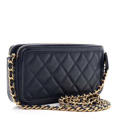 Chanel Caviar Quilted CC Filigree Clutch With Chain Navy 3 of 12