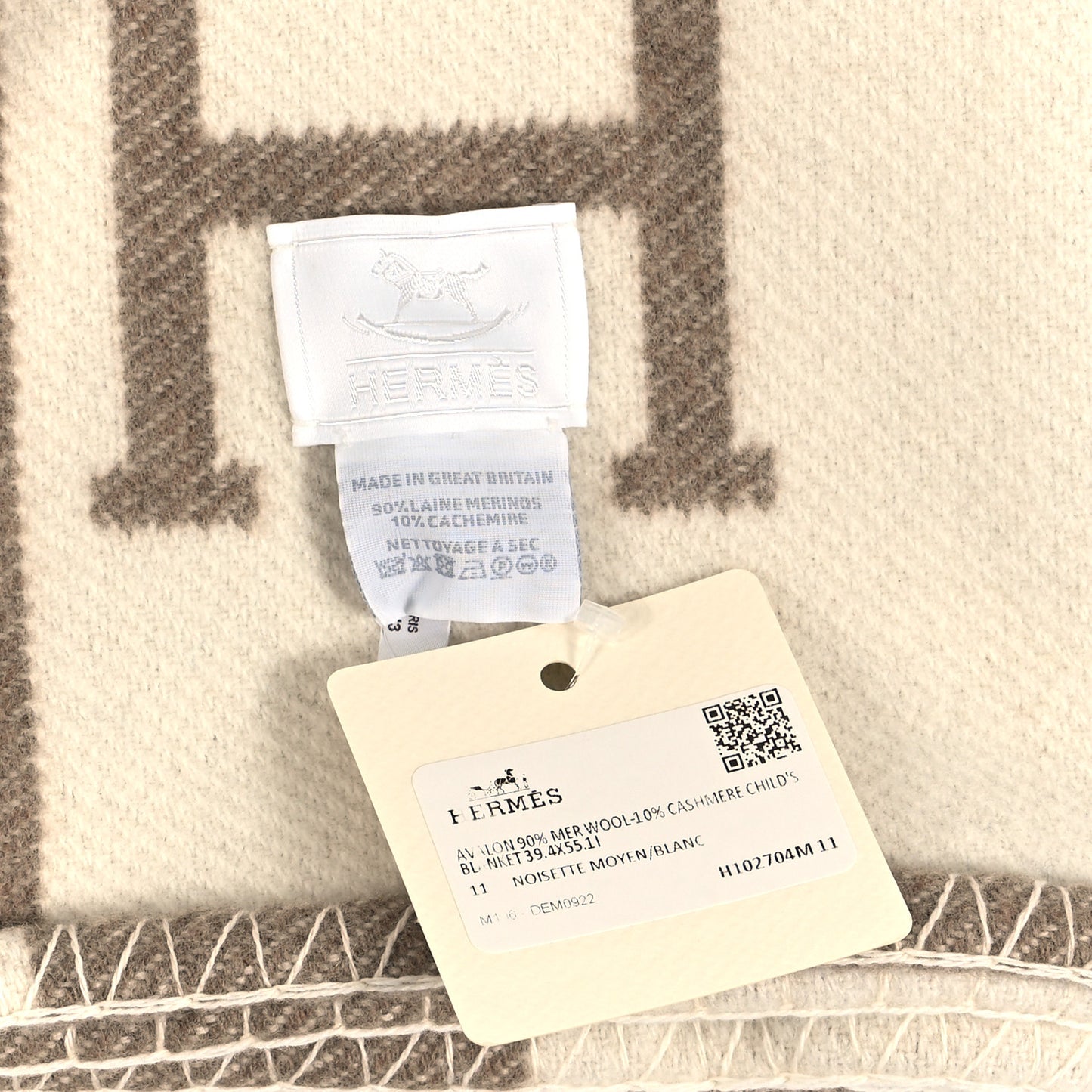 Wool Cashmere Avalon Baby Blanket Noisette Moyen White