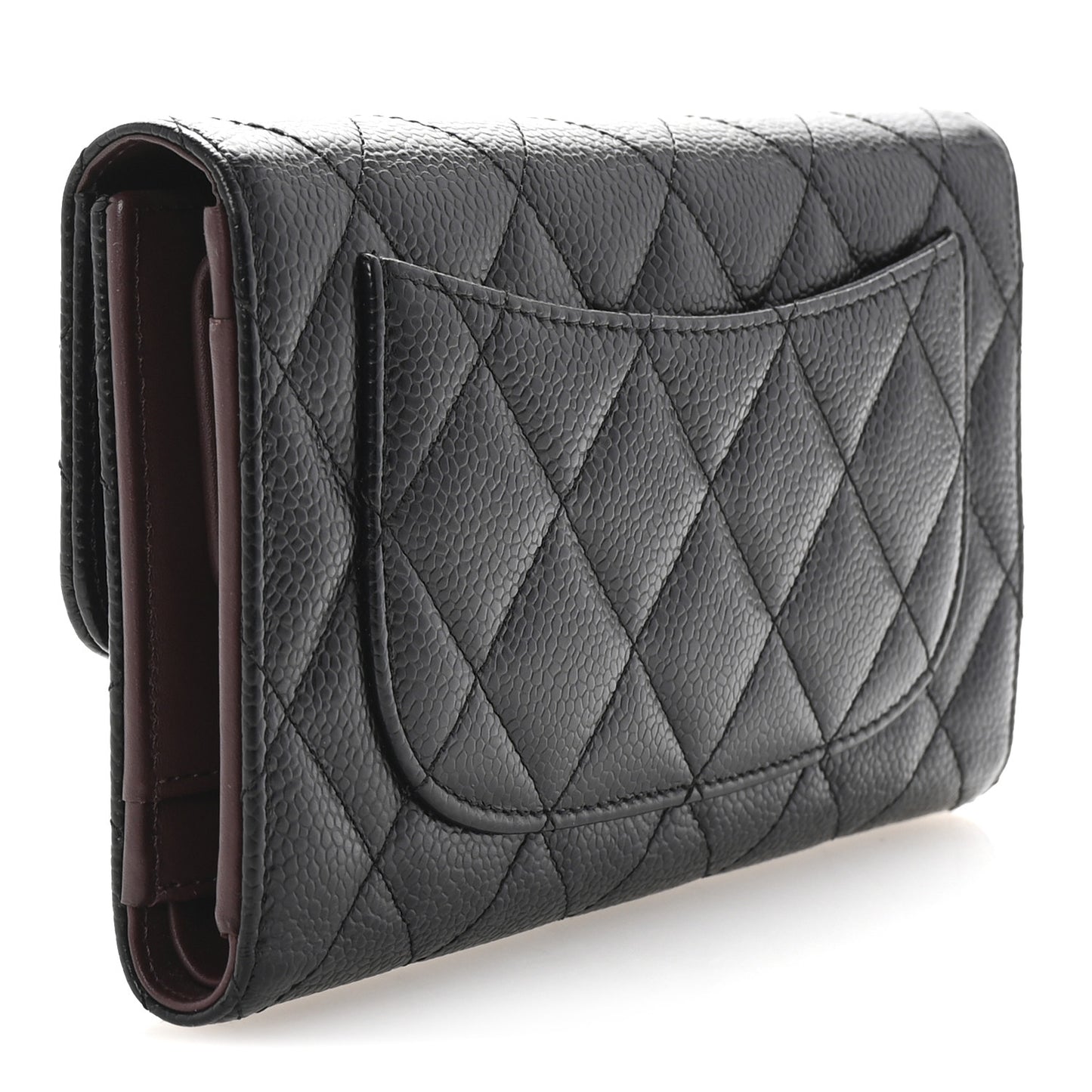 Caviar Quilted Large Flap Wallet Black