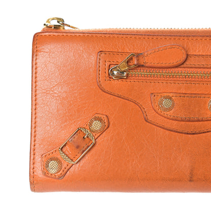 Balenciaga Agneau Classic Hardware Continental Zip Around Wallet Tangerine 9 of 15