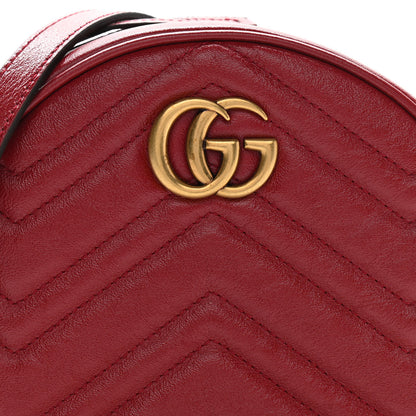Gucci Glazed Calfskin Matelasse Heart Mini GG Marmont Round Shoulder Bag Romantic Cerise 8 of 10