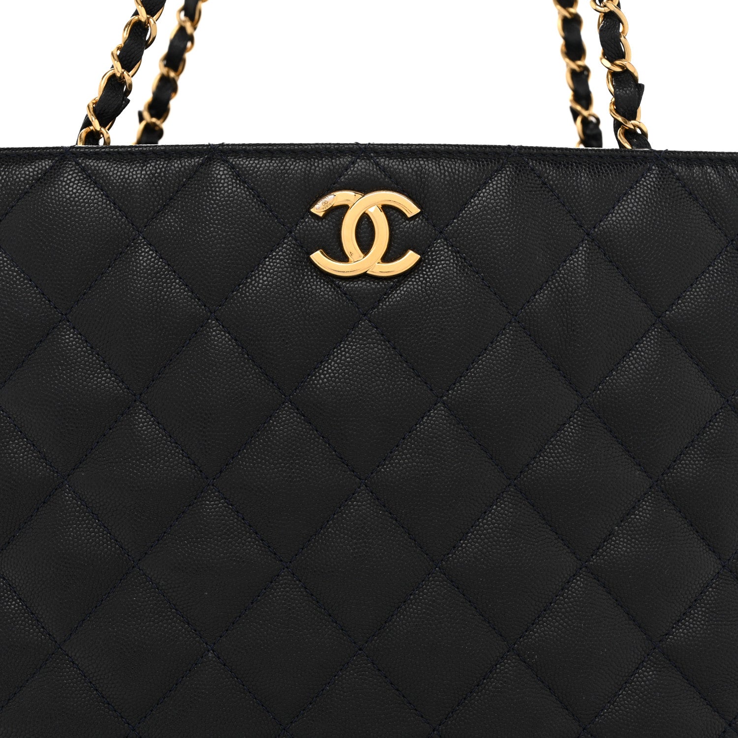 Chanel Caviar Quilted Small Shopping Tote Navy 8 of 14