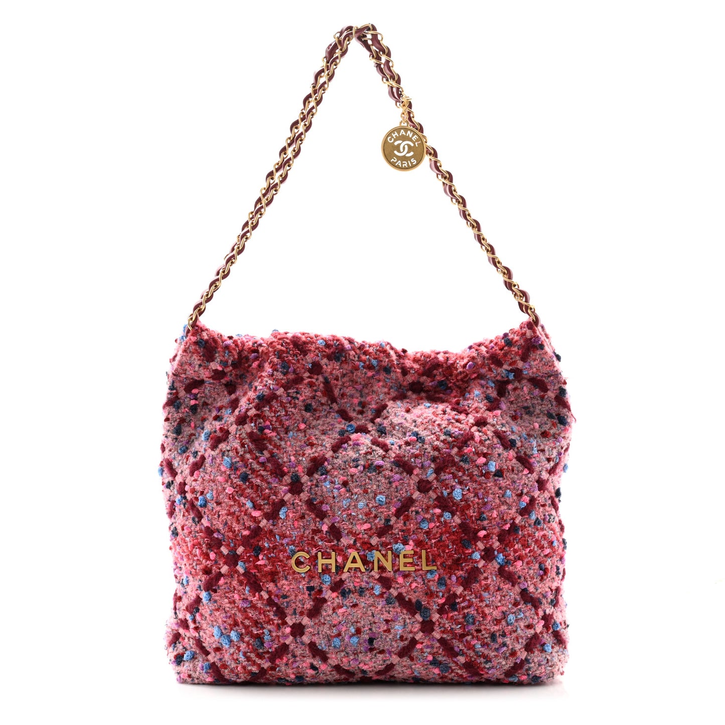 Tweed Quilted Chanel 22 Pink Burgundy