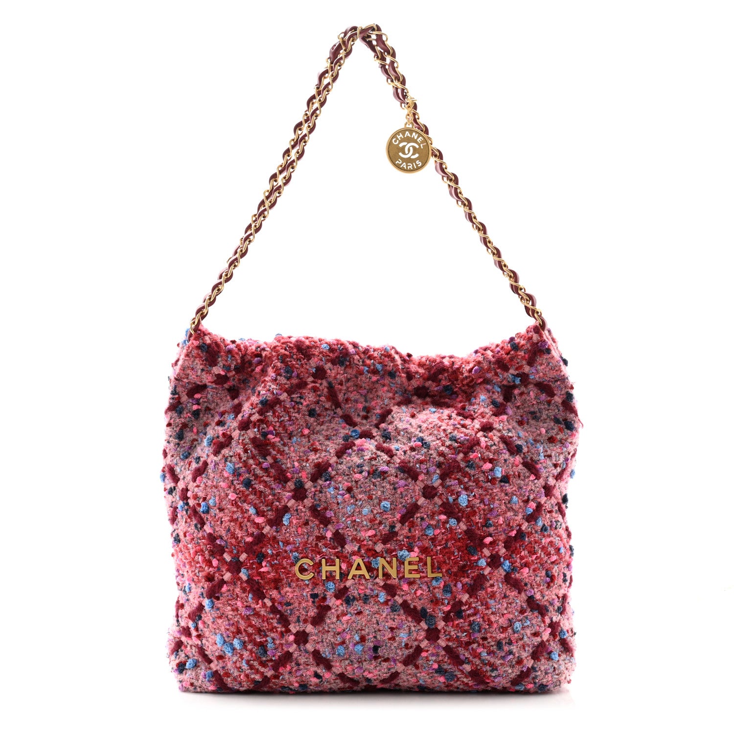 Chanel Tweed Quilted Chanel 22 Pink Burgundy 1 of 11