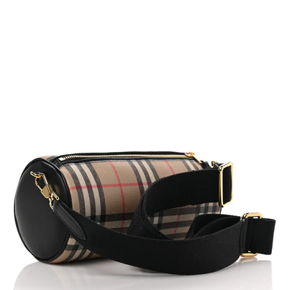 Burberry Vintage Check Calfskin Barrel Bag Beige Black 3 of 8