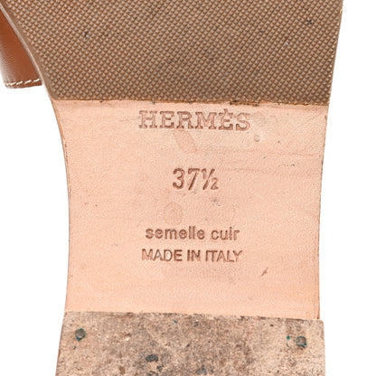 Hermes Box Calfskin Oran Sandals 37.5 Gold 7 of 9