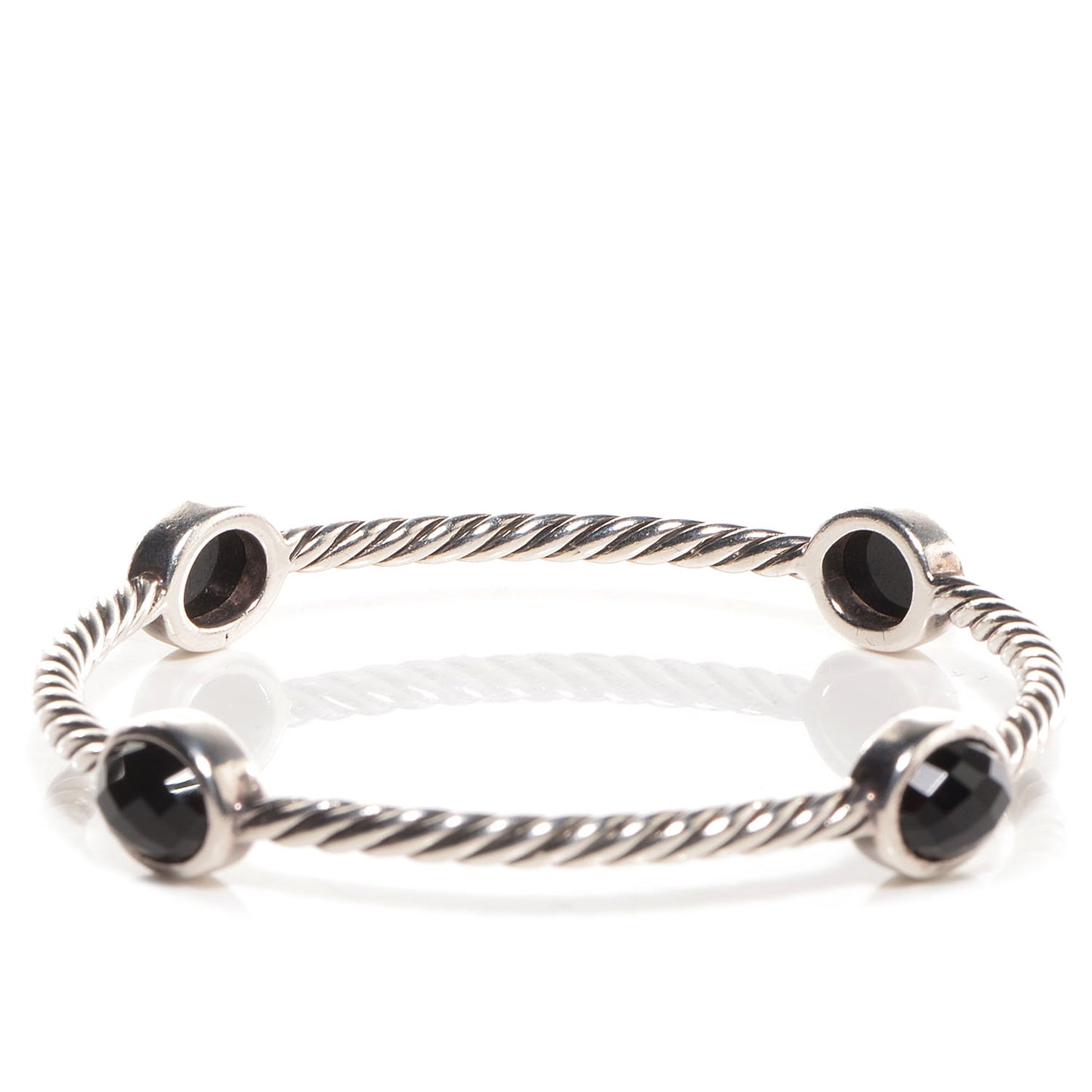 Sterling Silver Color Classics 4 Station Bangle Black Onyx