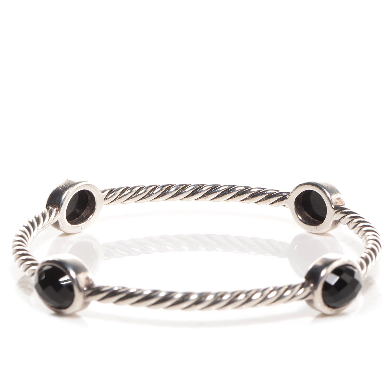 David Yurman Sterling Silver Color Classics 4 Station Bangle Black Onyx 4 of 5