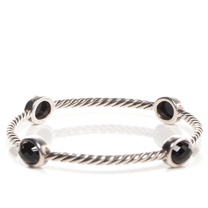 David Yurman Sterling Silver Color Classics 4 Station Bangle Black Onyx 4 of 5