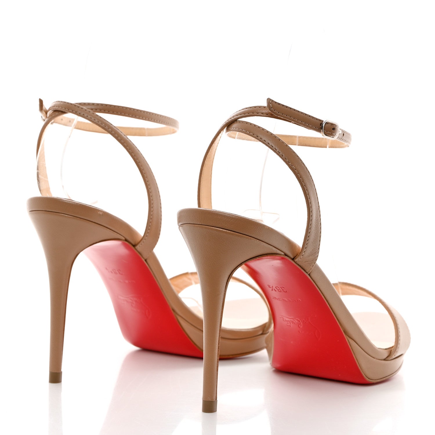 Christian Louboutin Nappa Loubi Queen 100 Strap Sandals 36.5 Nude 4 of 8