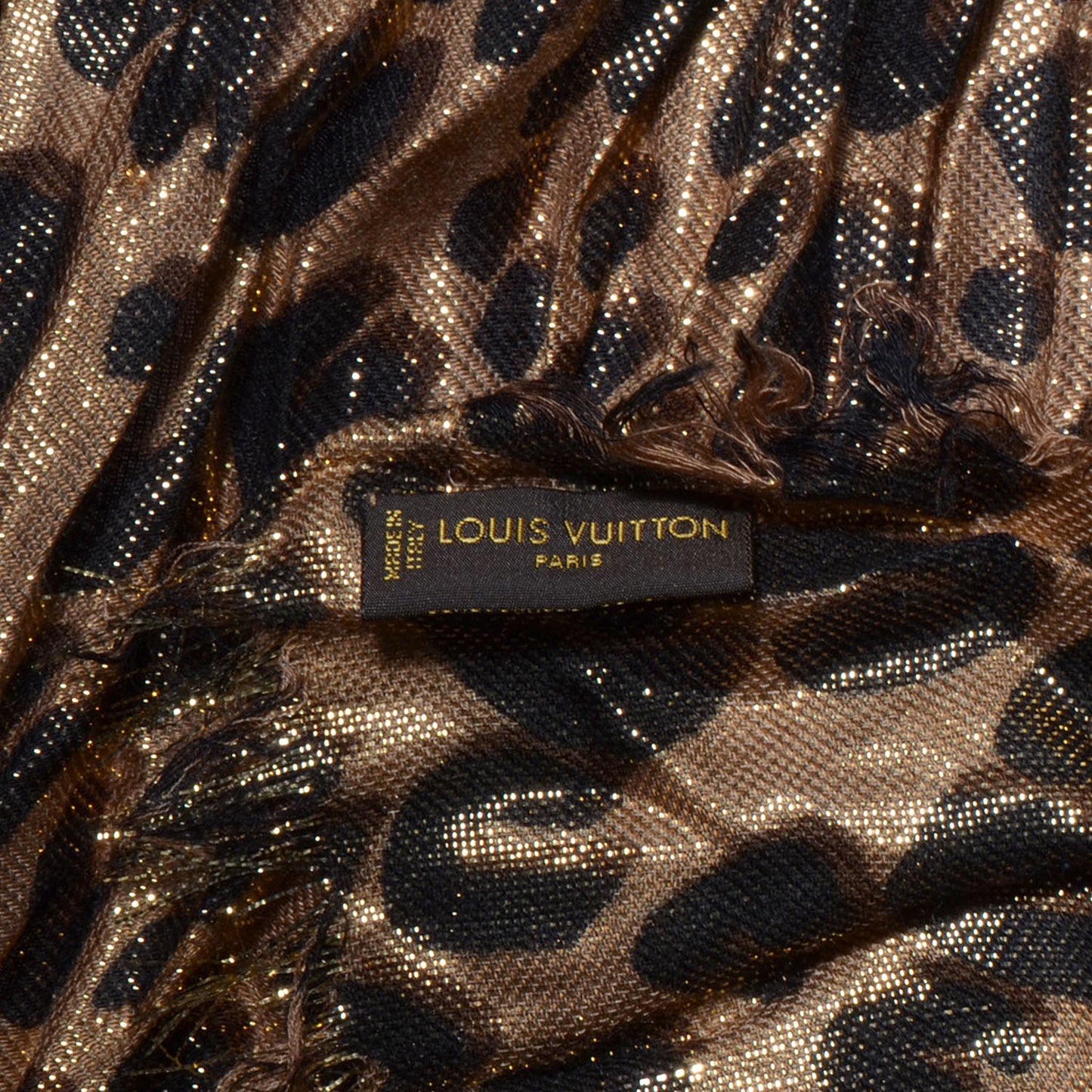 Cashmere Silk Leopard Etole Stole Disco Marron