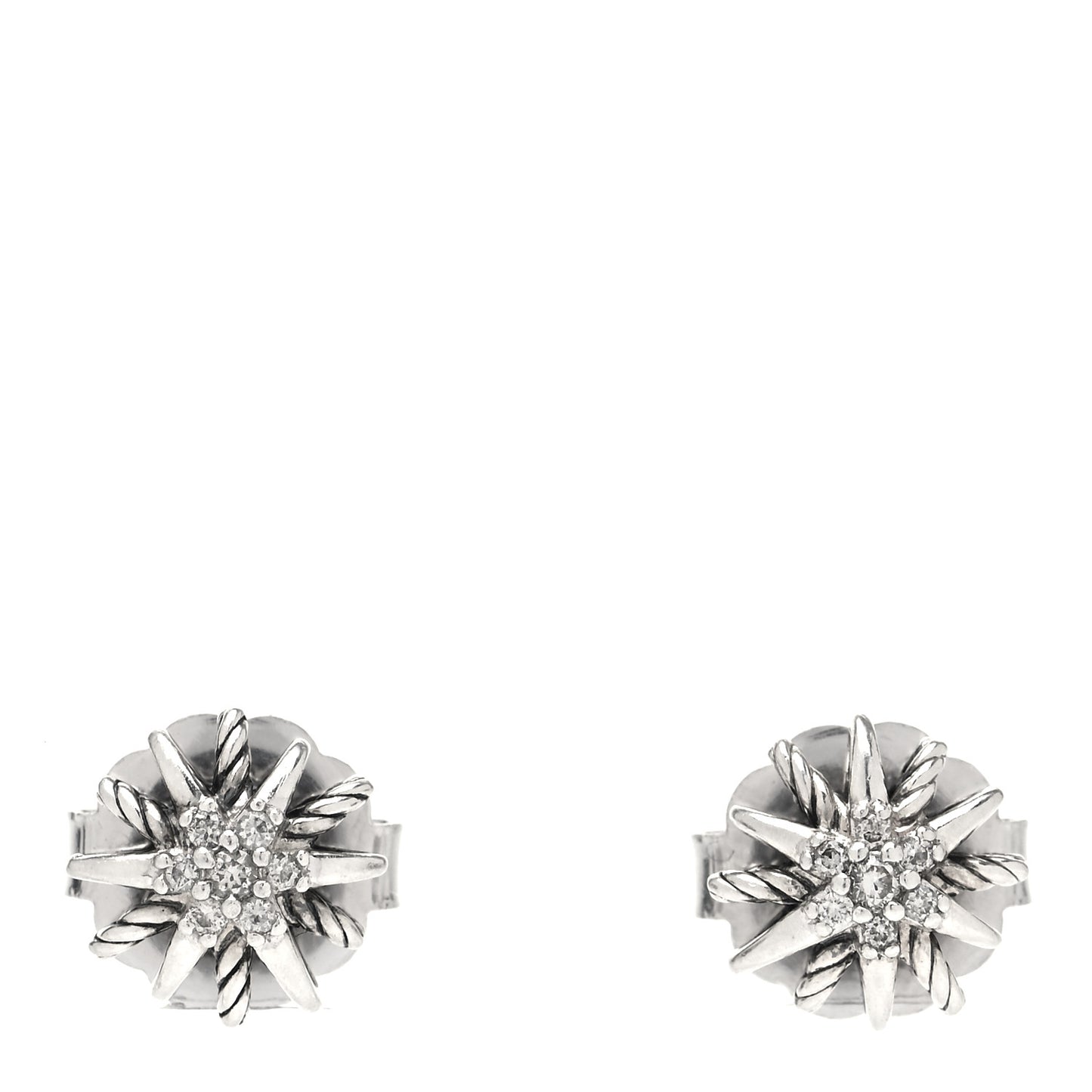 Sterling Silver Diamond 10mm Starburst Earrings