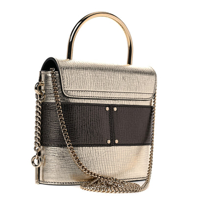 Chloe Metallic Crinkled Lambskin Shiny Calfskin Small Aby Lock Silver Gold 3 of 9