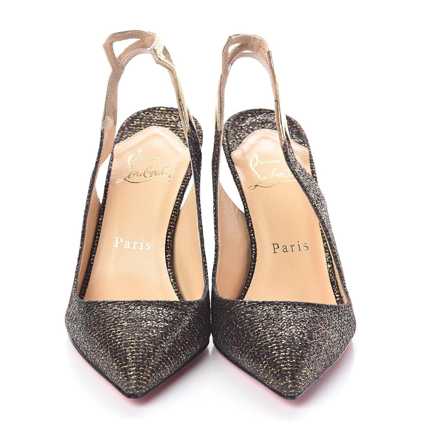 Glitter Nappa Laminato Back2 85 Slingback Pumps 35 Black Mekong