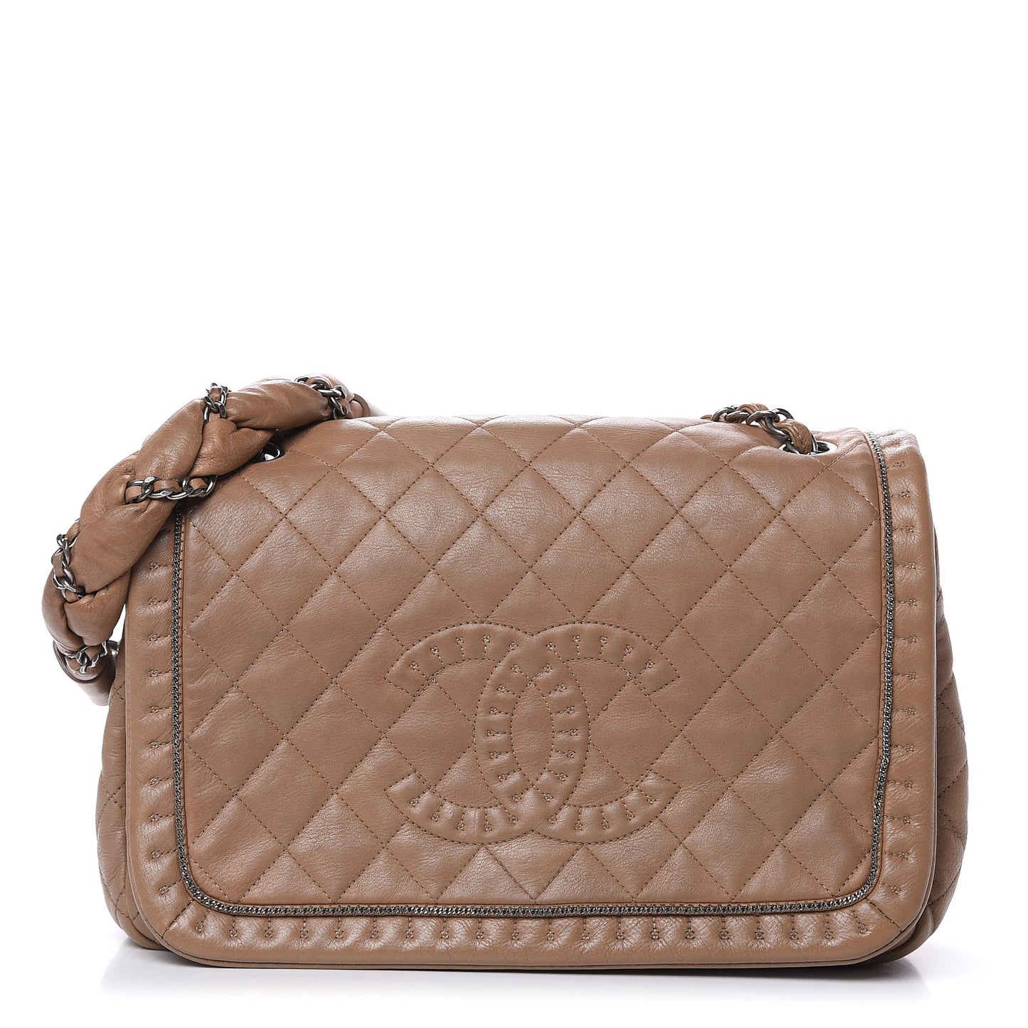 Calfskin Quilted Istanbul Flap Beige