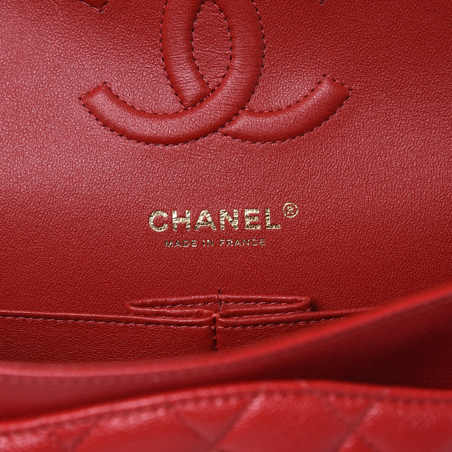 Caviar Quilted Medium Double Flap Red