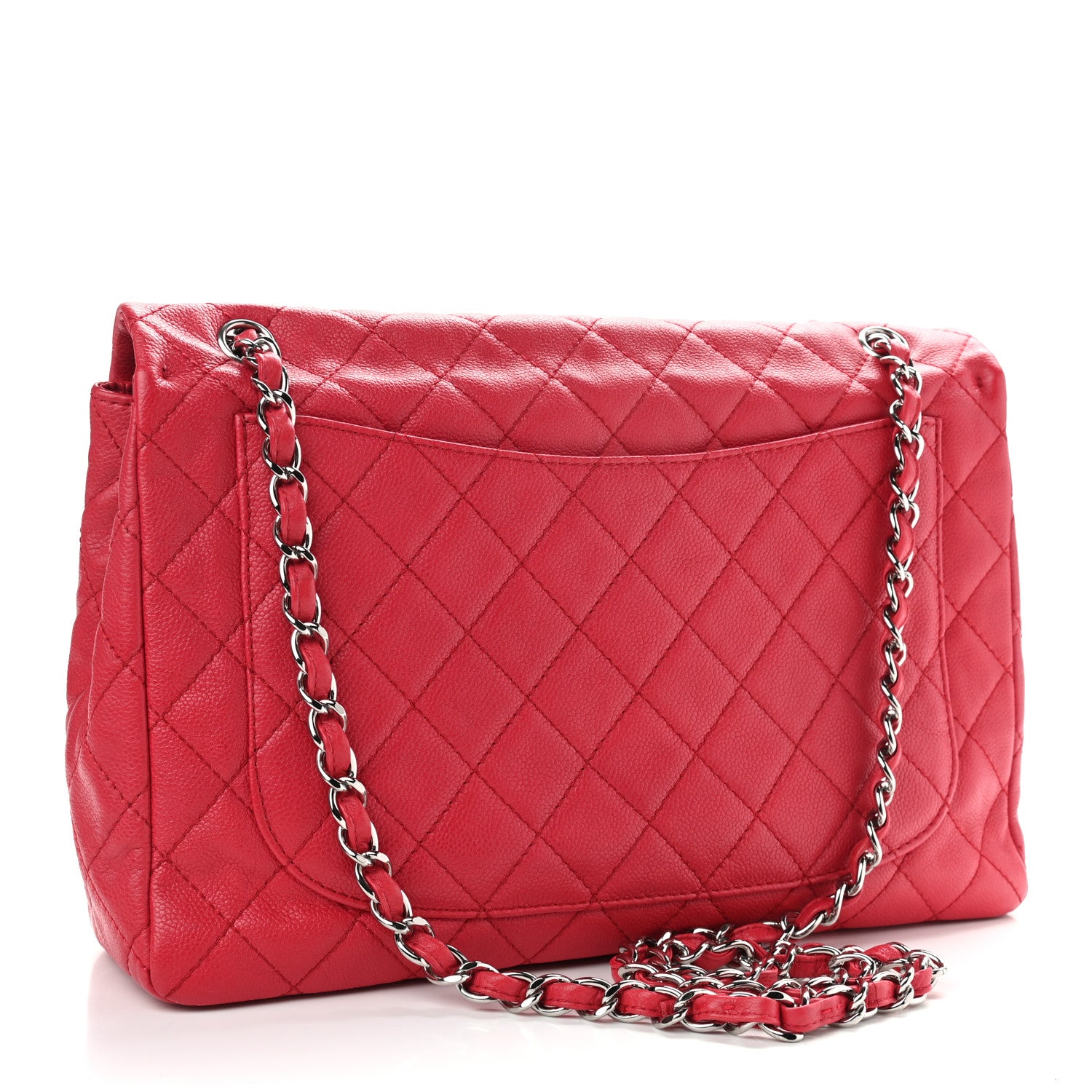 Chanel Washed Caviar Quilted Maxi Single Flap Fuchsia 3 of 14