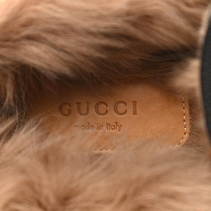 Gucci Malaga Kid Fur Womens Jordaan Loafers 40 Black Natural 7 of 8