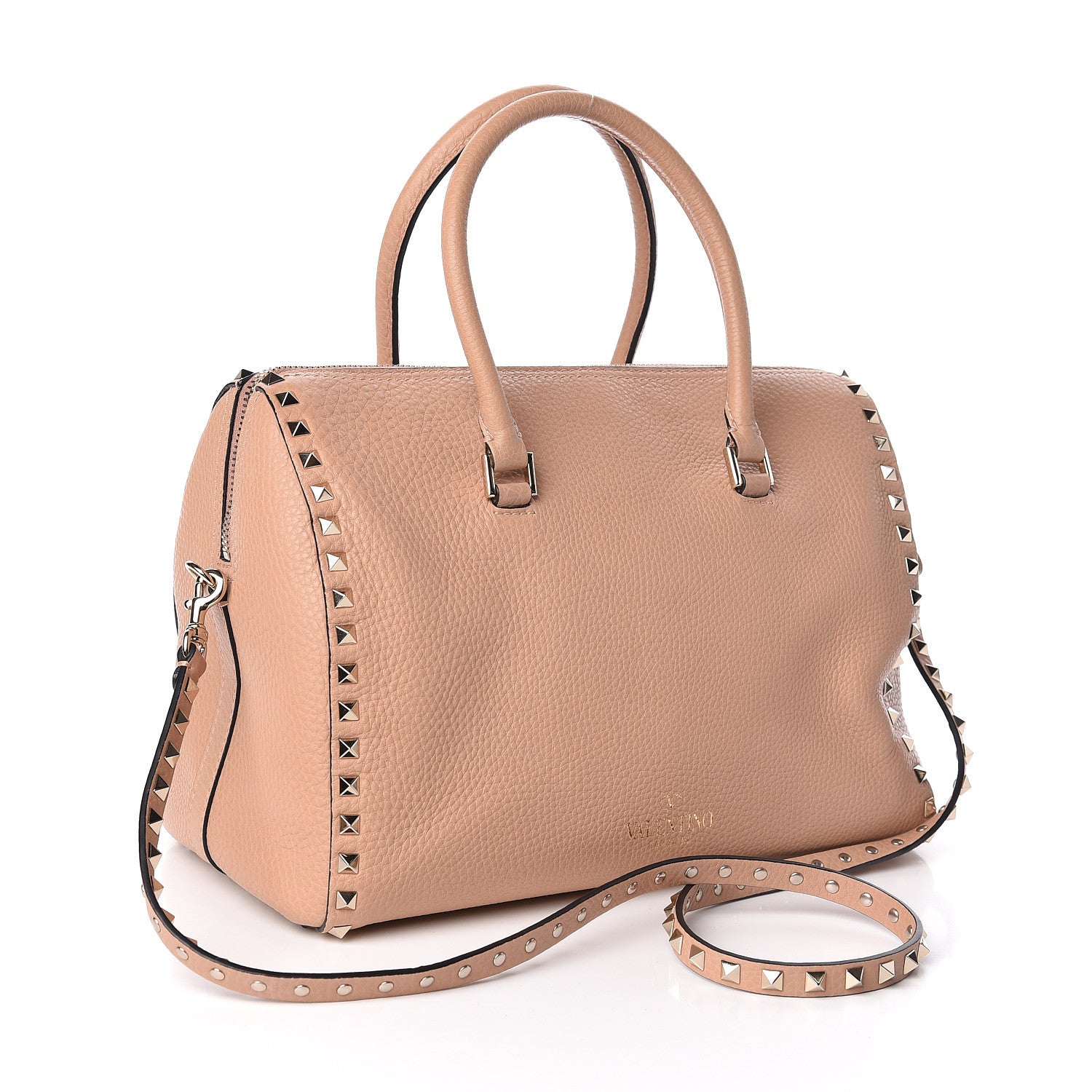 Valentino Garavani Pebbled Calfskin Rockstud Boston Duffle Bag Skin Sorbet 3 of 9
