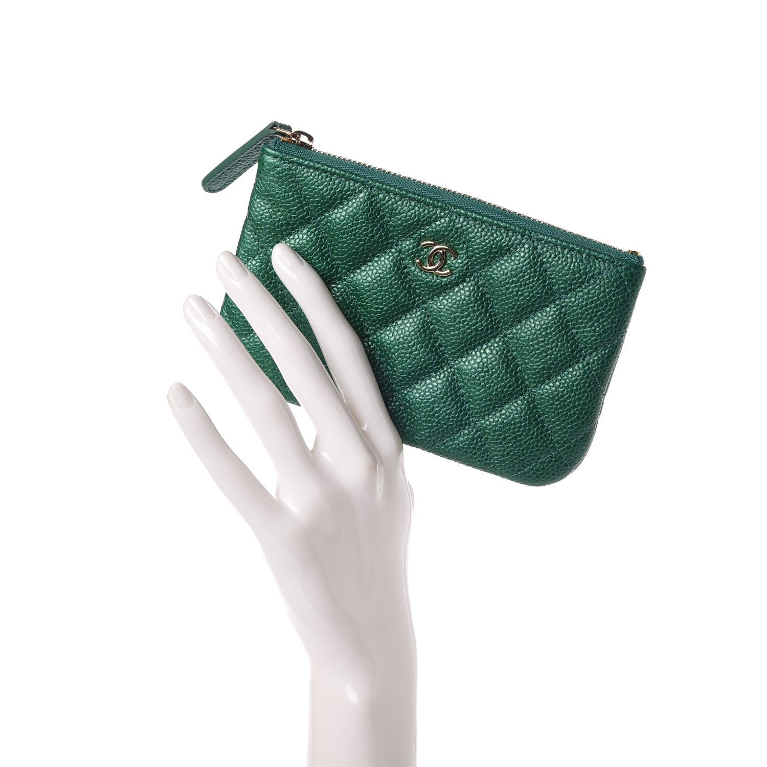 Chanel Caviar Quilted Small Cosmetic Case Green 2 of 7