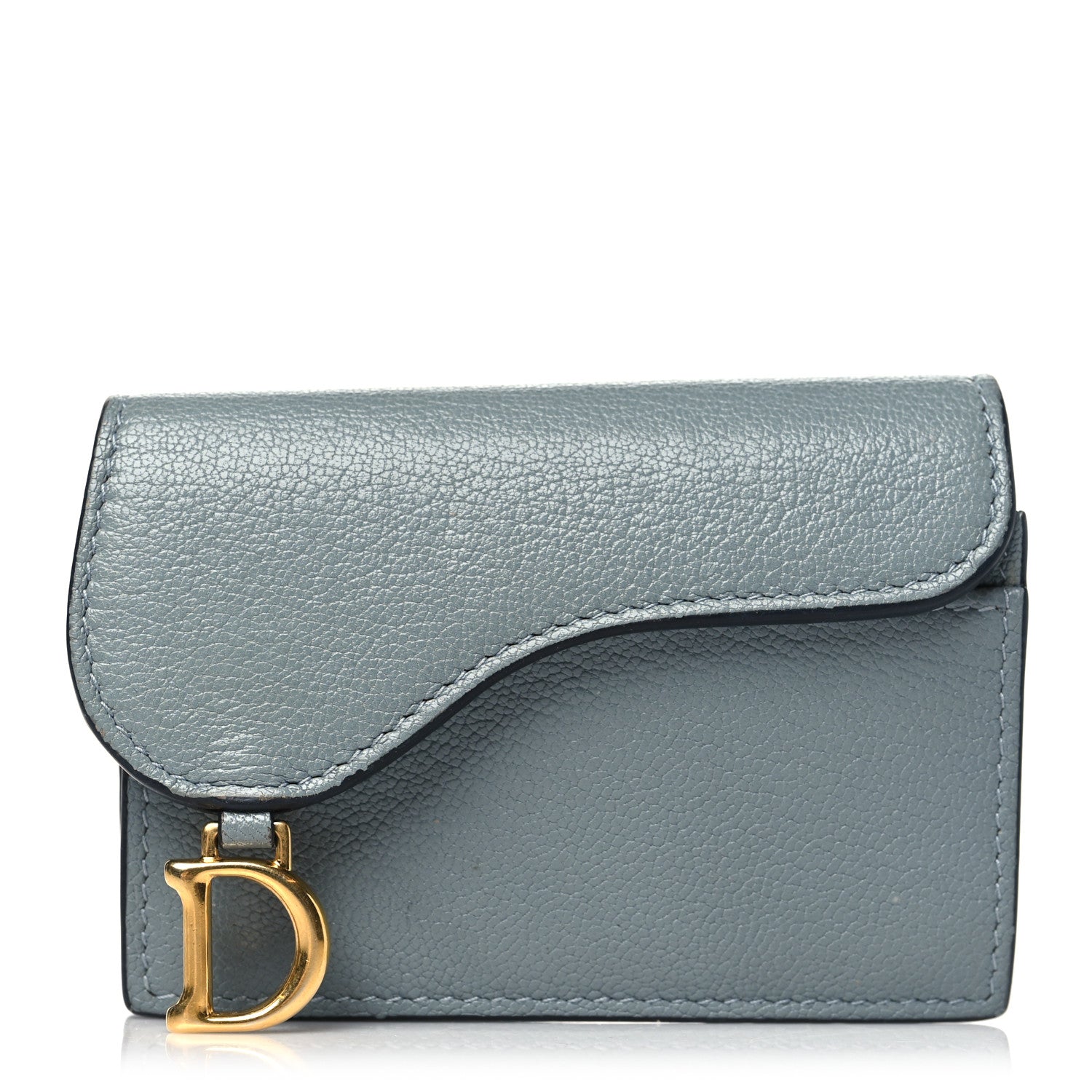 Christian Dior Goatskin Saddle Card Holder Sky Blue 1 of 8