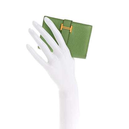 Hermes Chevre Mysore Bearn Card Holder Wallet Vert Criquet 2 of 13