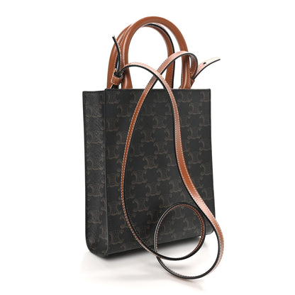 Celine Triomphe Canvas Calfskin Mini Vertical Cabas Tan 3 of 8