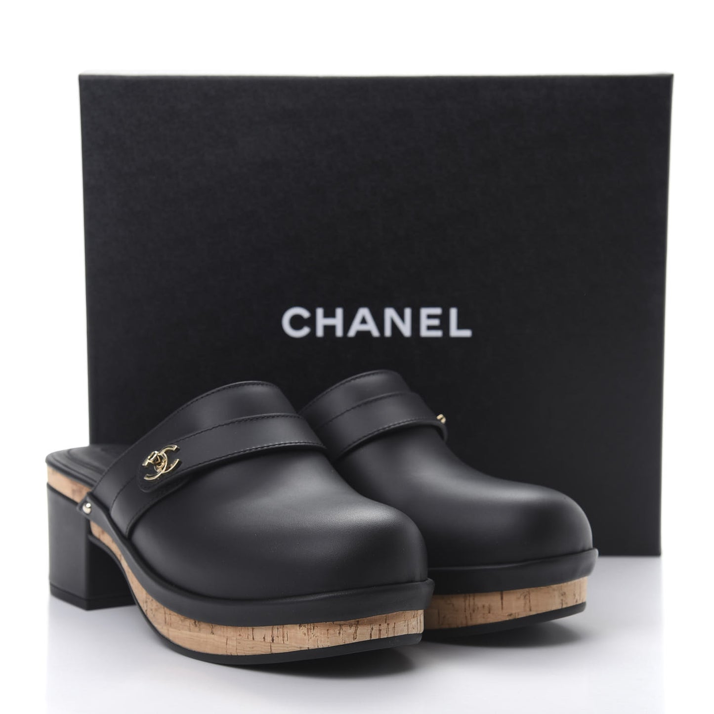 Calfskin CC Turn Lock Clogs 40 Black