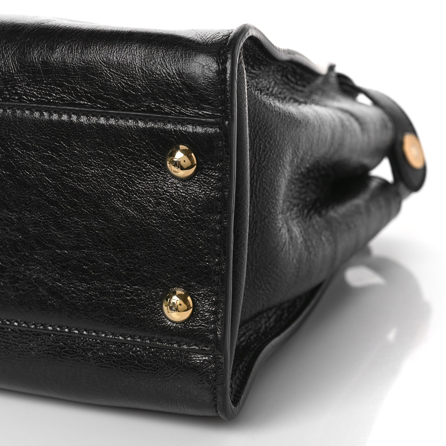 Fendi Agnello Old Shine Medium Peekaboo Iconic Satchel Black 8 of 8