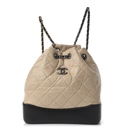 Chanel Aged Calfskin Quilted Small Gabrielle Backpack Beige Black 1 of 10
