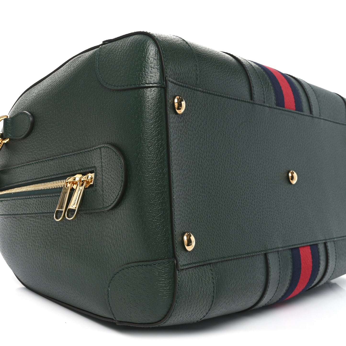 Textured Dollar Calfskin Web Medium Savoy Duffle Bag Green