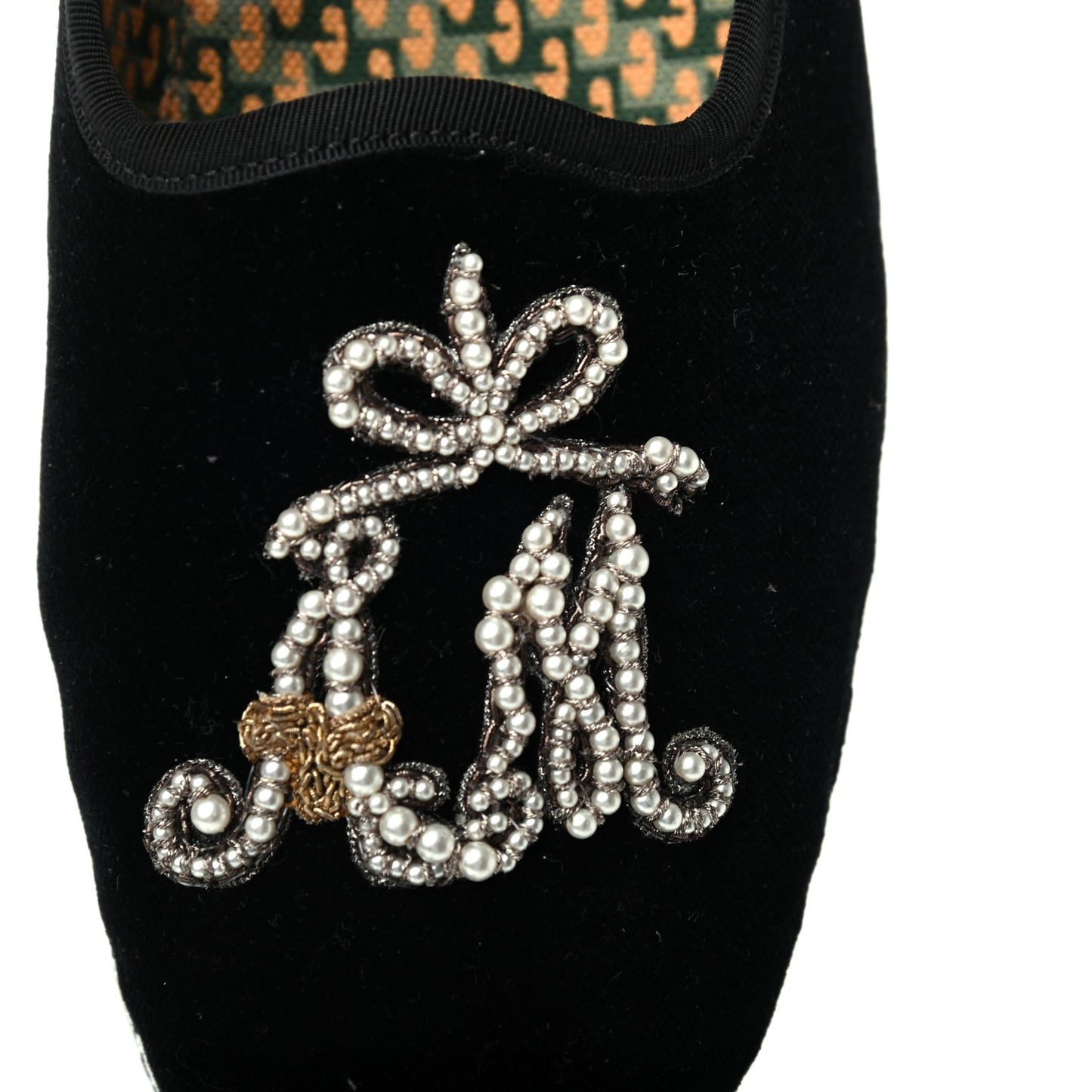 Velluto Marmara Pearl Embellished Mens Loafers 6.5 Black