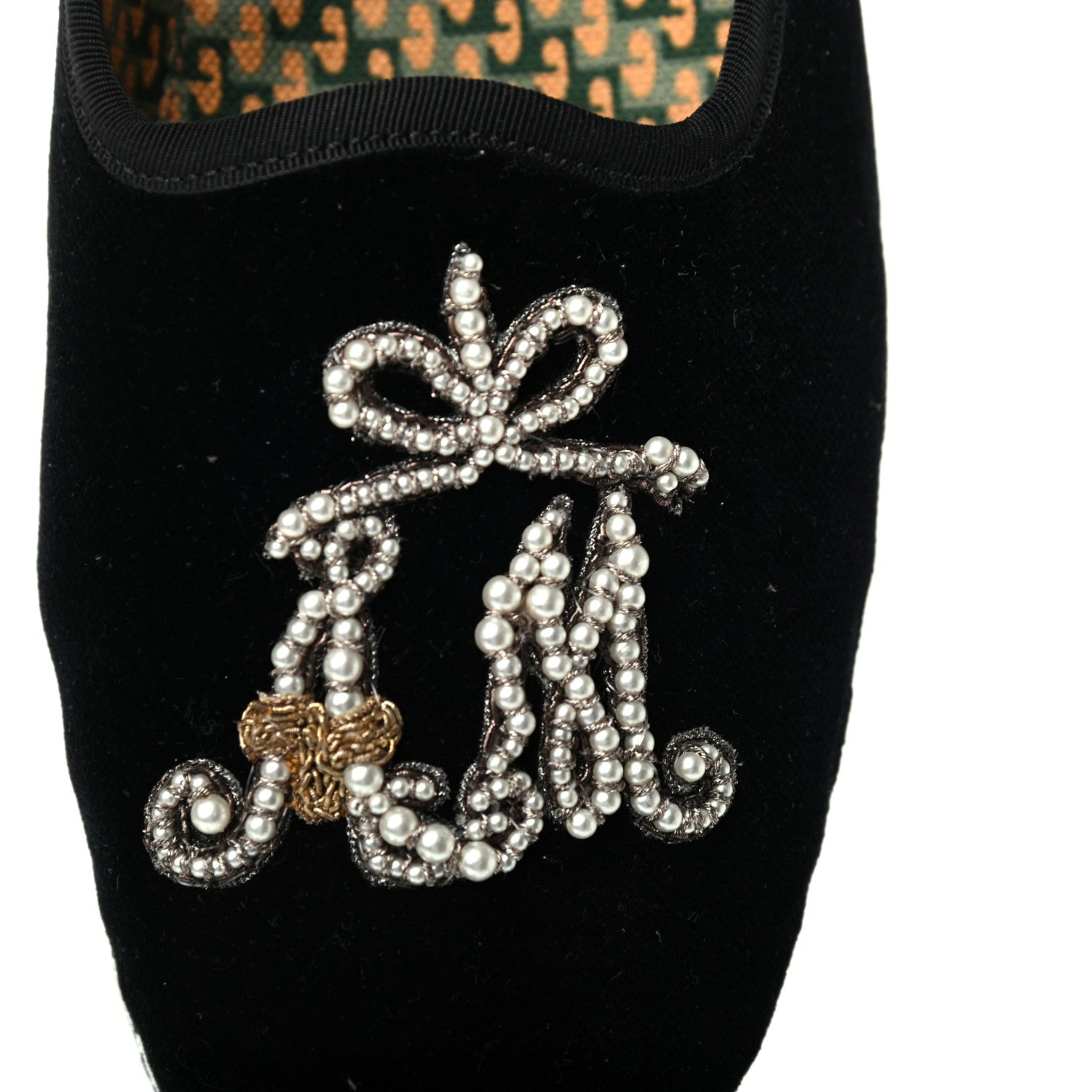 Gucci Velluto Marmara Pearl Embellished Mens Loafers 6.5 Black 9 of 10