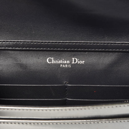 Christian Dior Metallic Patent Micro-Cannage Diorama Wallet on Chain Pouch Silver 6 of 11