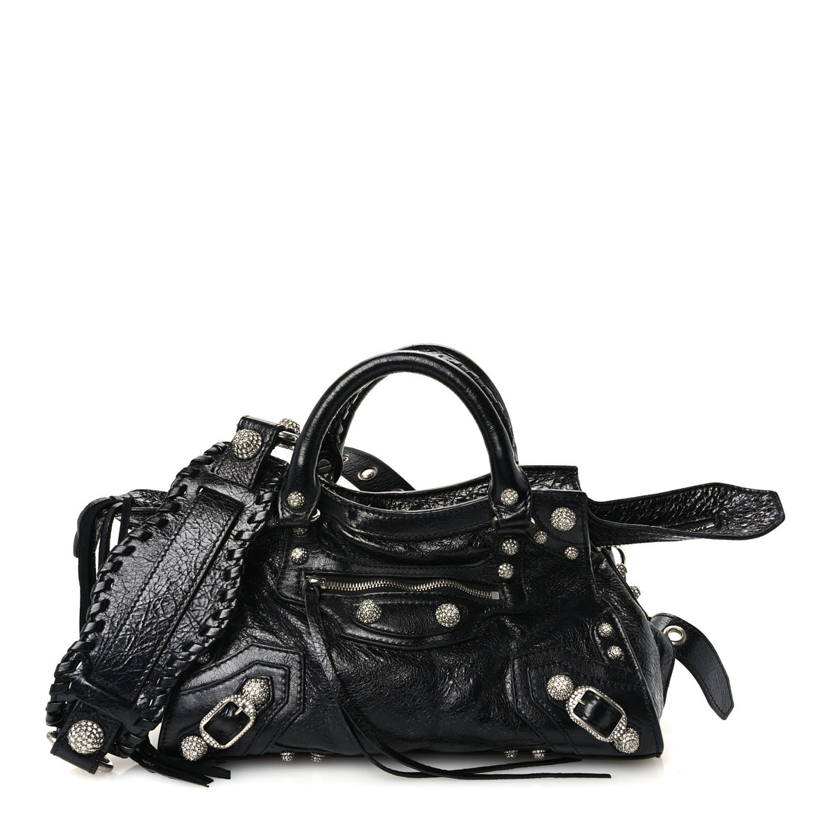 Balenciaga Agneau Arena Crystal Neo Cagole Handbag XS Black 1 of 12