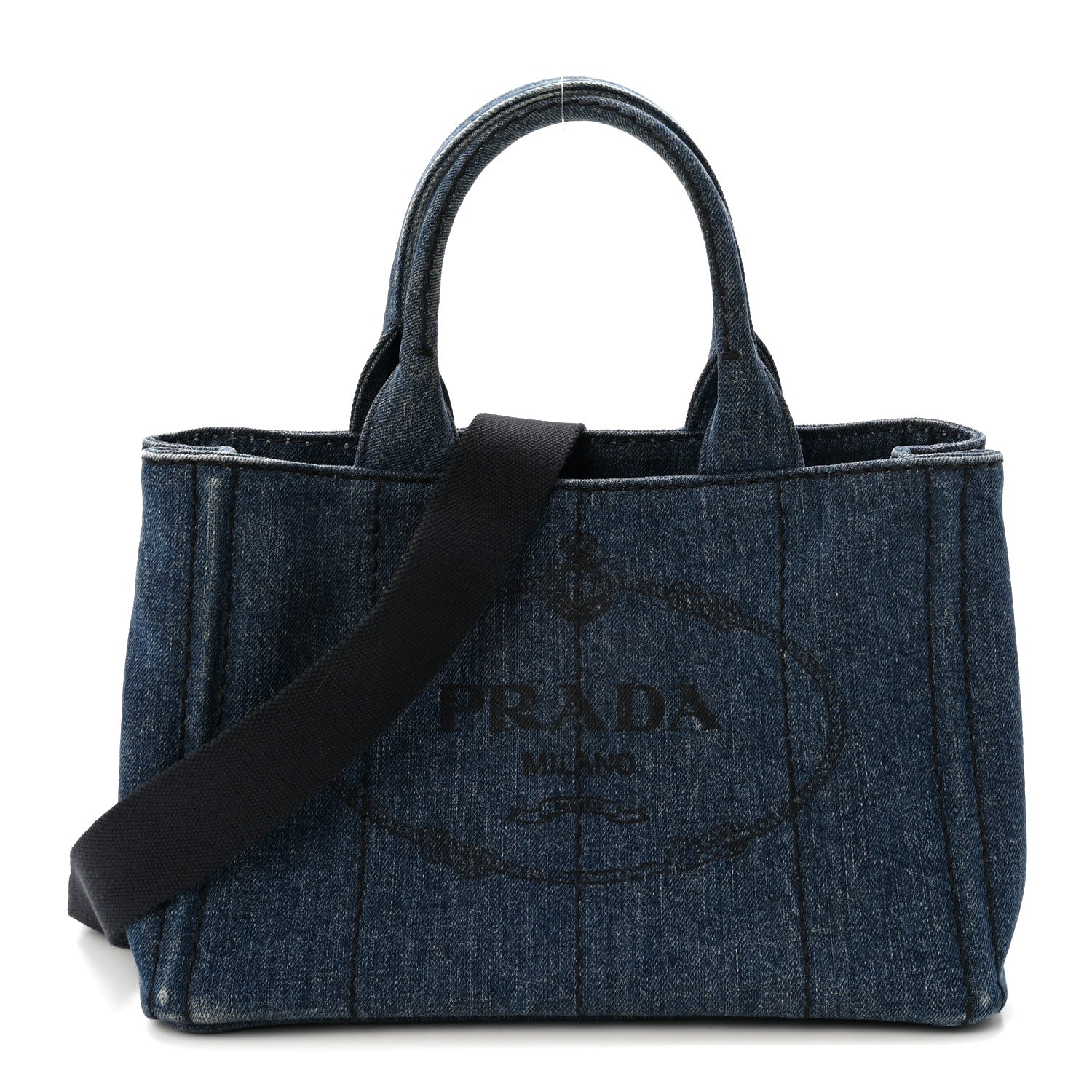 Prada Denim Small Logo Tote Bleu 1 of 9