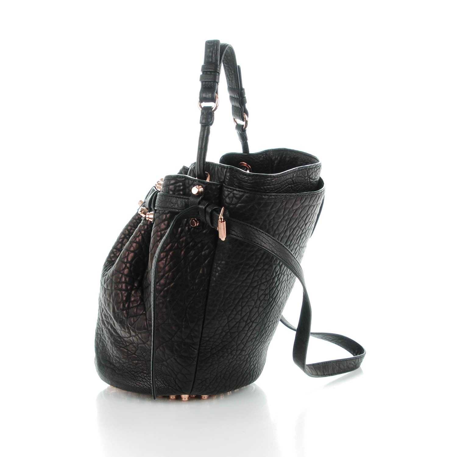 Alexander Wang Pebbled Lambskin Diego Bucket Black Rose Gold Hardware 3 of 7