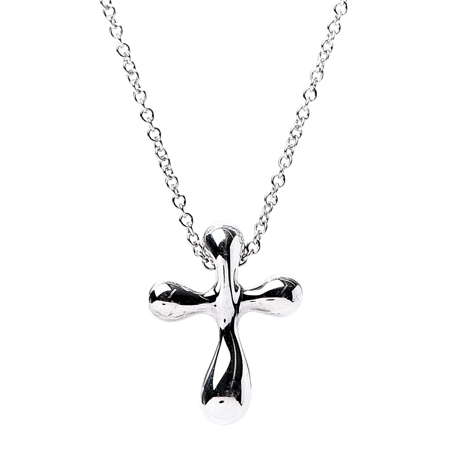 Tiffany Sterling Silver 16mm Elsa Peretti Cross Pendant Necklace 4 of 7