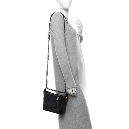 Chanel Aged Calfskin Quilted Small Gabrielle Hobo Black 2 of 11