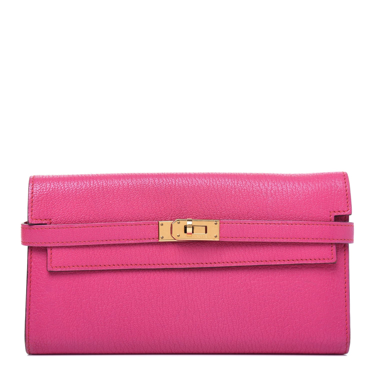 Hermes Chevre Mysore Kelly Longue Wallet Rose Shocking 1 of 21
