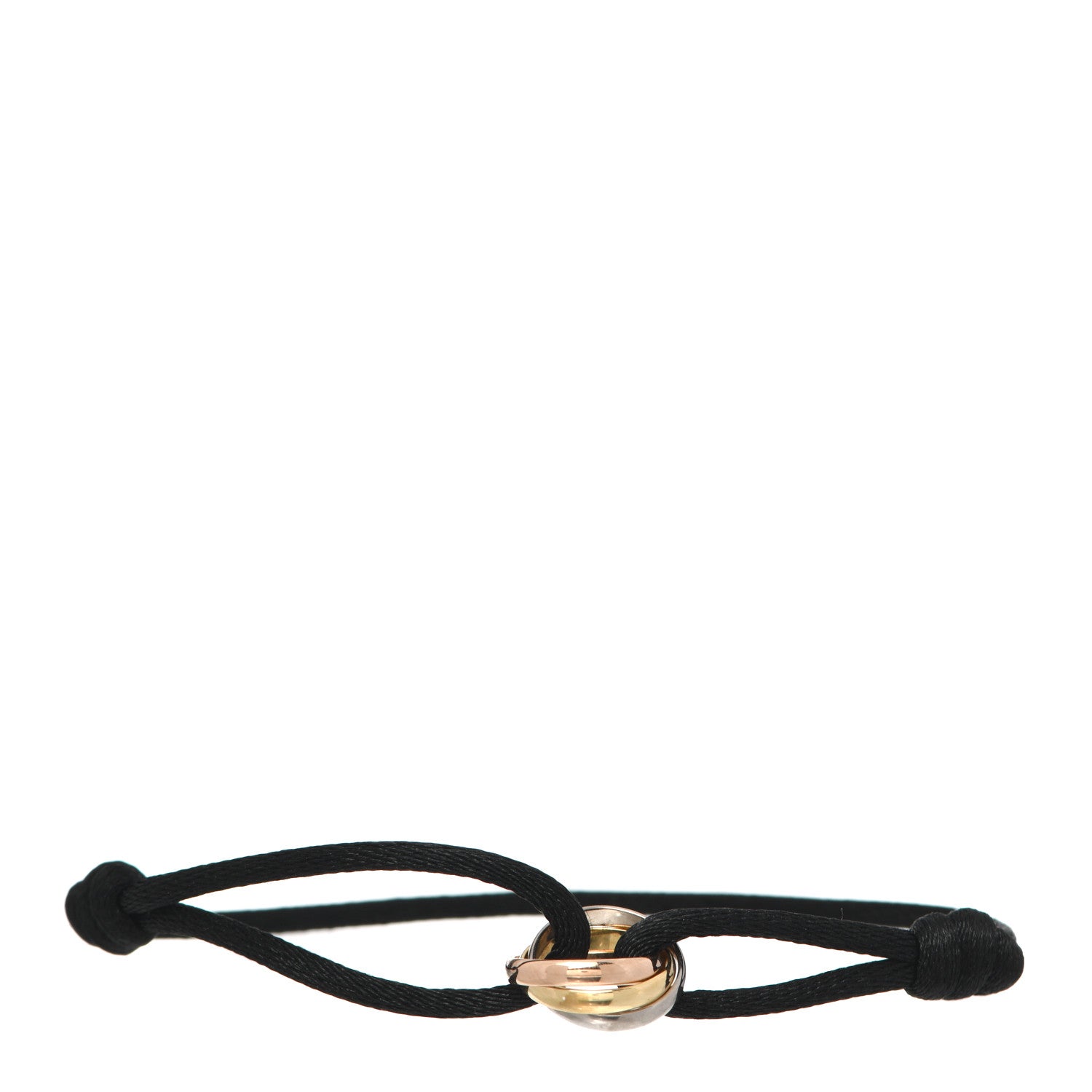 Cartier 18K Pink Yellow White Gold Trinity Adjustable Cord Bracelet Black 1 of 5