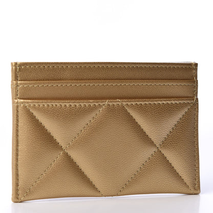 Chanel Metallic Goatskin Quilted Chanel 19 Card Holder Gold 2 of 10