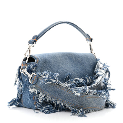 Fendi Denim Lavato Cuoio Frayed Baguette Denim Chiaro Cuoio 3 of 10
