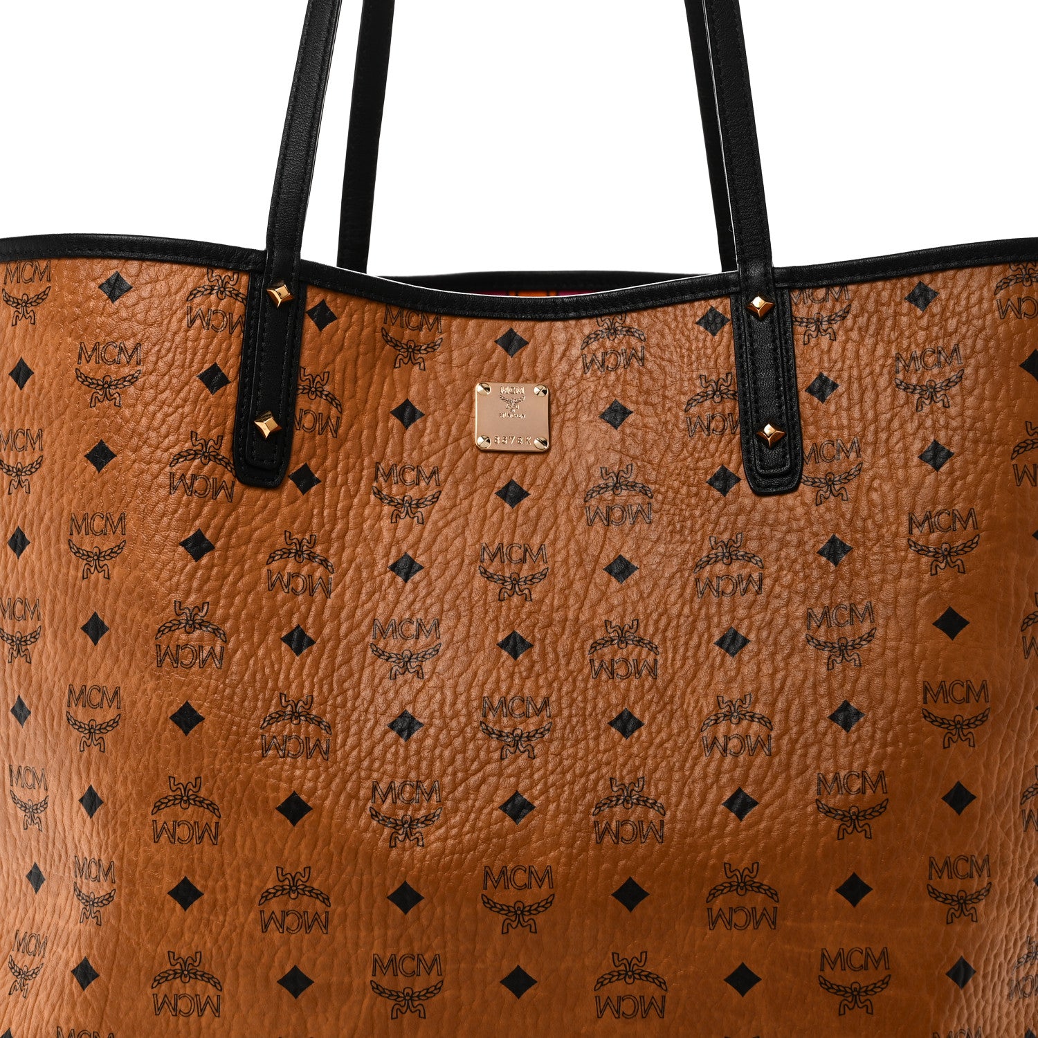 MCM Visetos Large Project Reversible Shopper Tote Cognac 10 of 15
