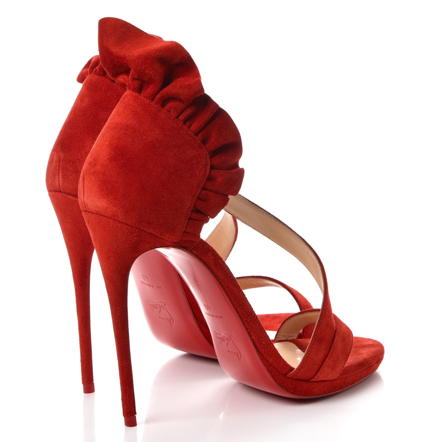 Christian Louboutin Suede Colankle 120 Sandals 40 Flamenco 4 of 8