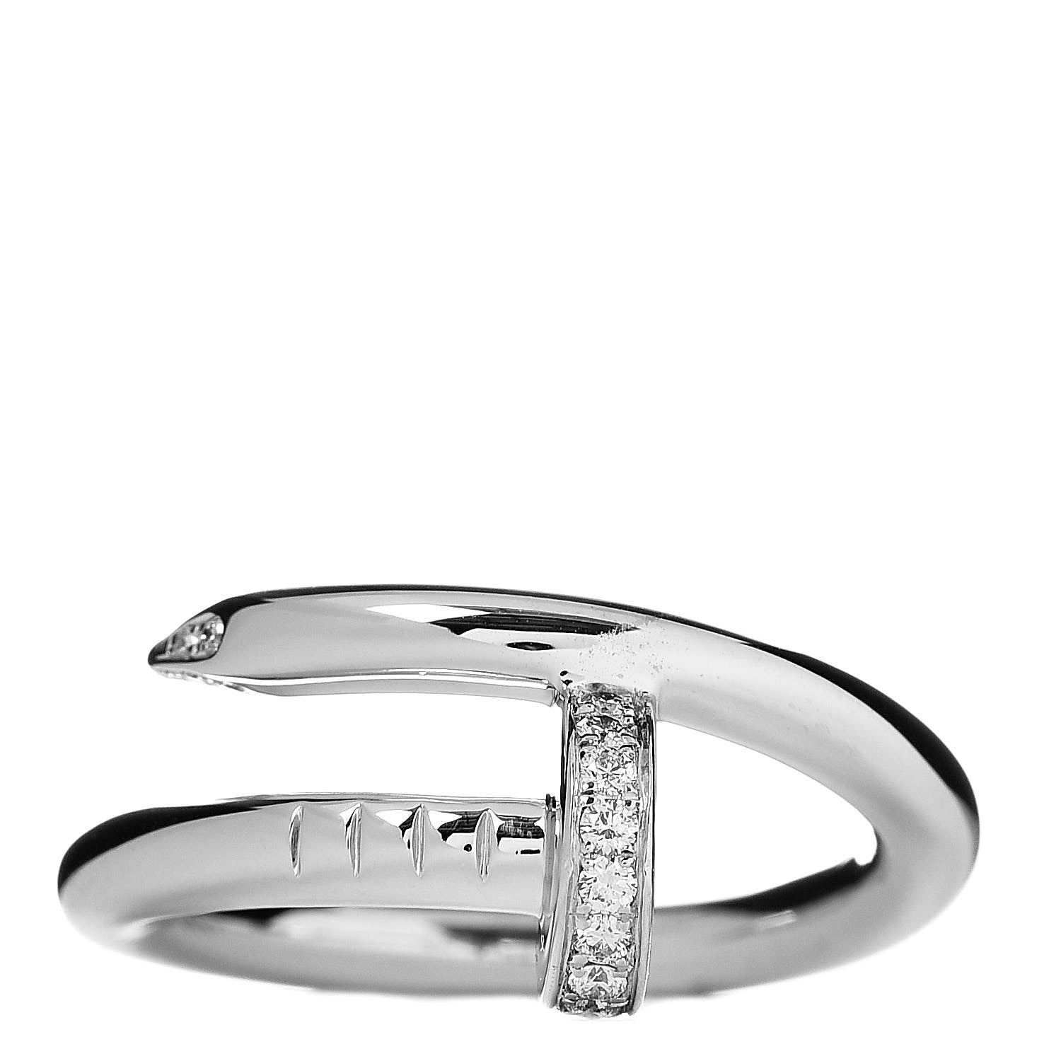 Cartier 18K White Gold Diamond Juste Un Clou Ring 51 5.75 1 of 5