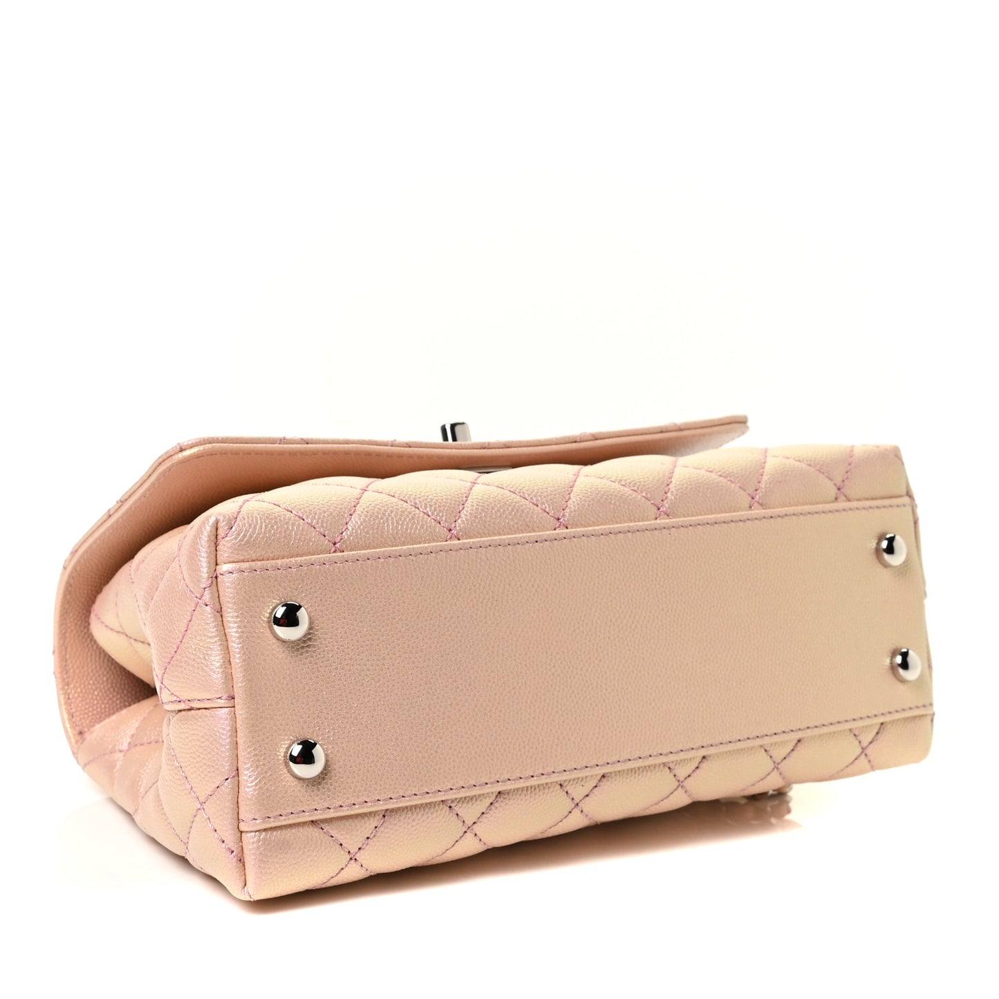 Iridescent Caviar Quilted Mini Coco Handle Flap Pink