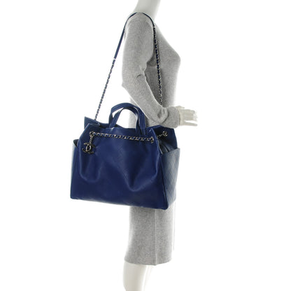 Chanel Grained Calfskin CC Pocket Tote Navy Blue 2 of 7