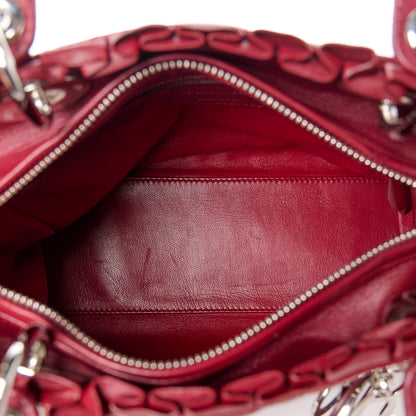 Christian Dior Lambskin Cannage Bow Medium Lady Dior Burgundy 5 of 11