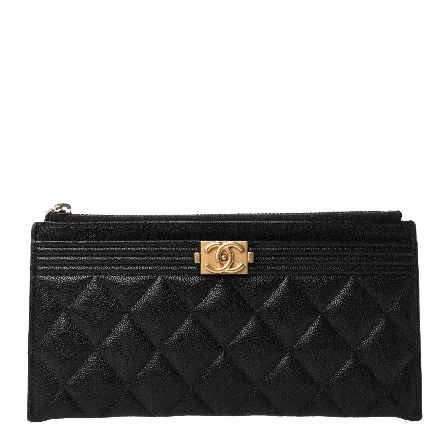 Chanel Caviar Quilted Classic Zip Boy Pouch Black 1 of 7